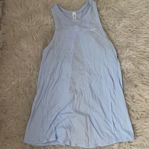 lululemon baby blue embroidered open back tank